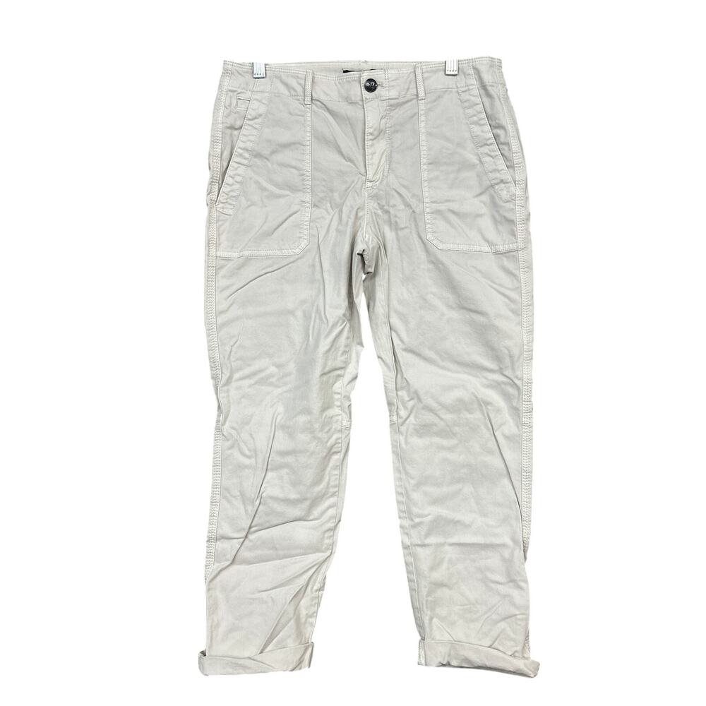 Banana Republic Womens Pants Cream Mid Rise Minimalist Cuffed Capri Stretch 4